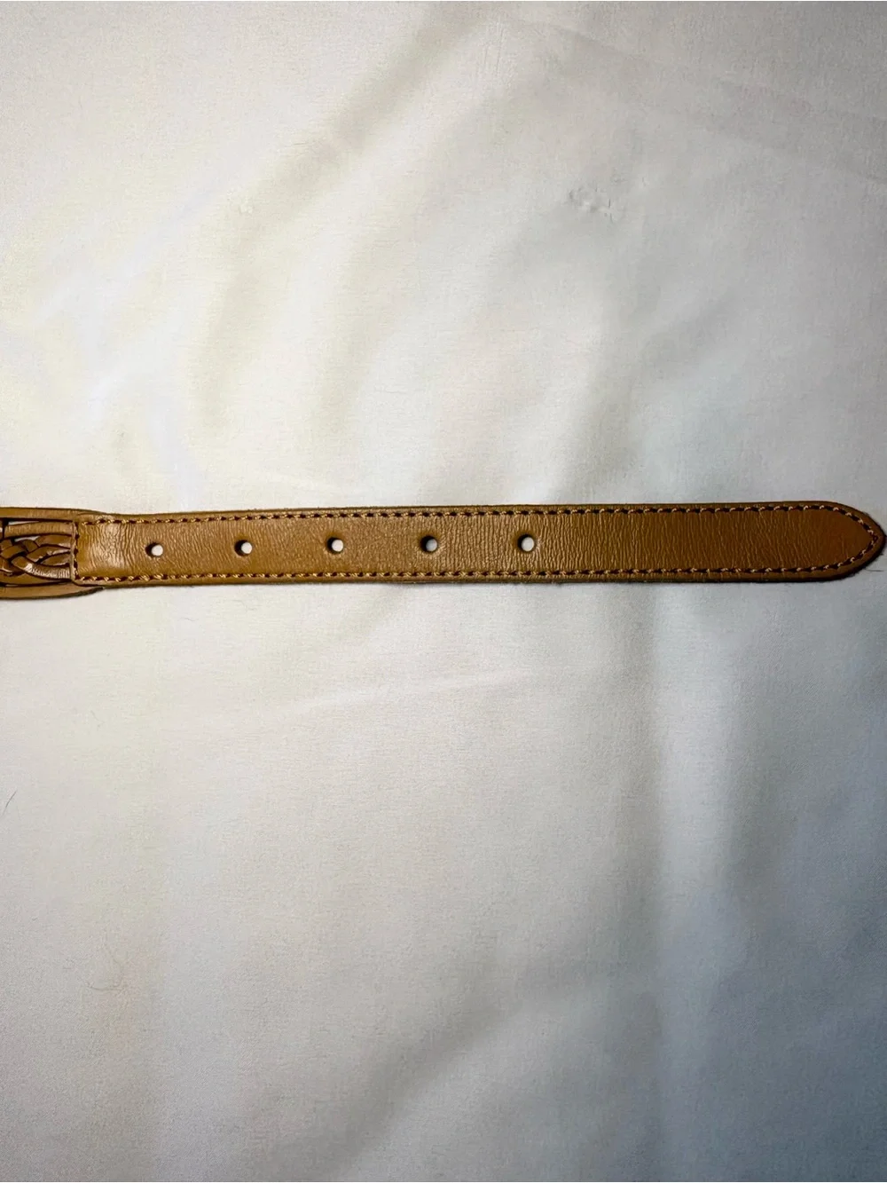 Fossil Braided Leather Belt in Tan Brown with Brass Buckle